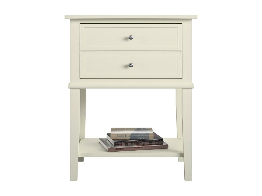 Meublori - Table with 2 drawers in white MDF