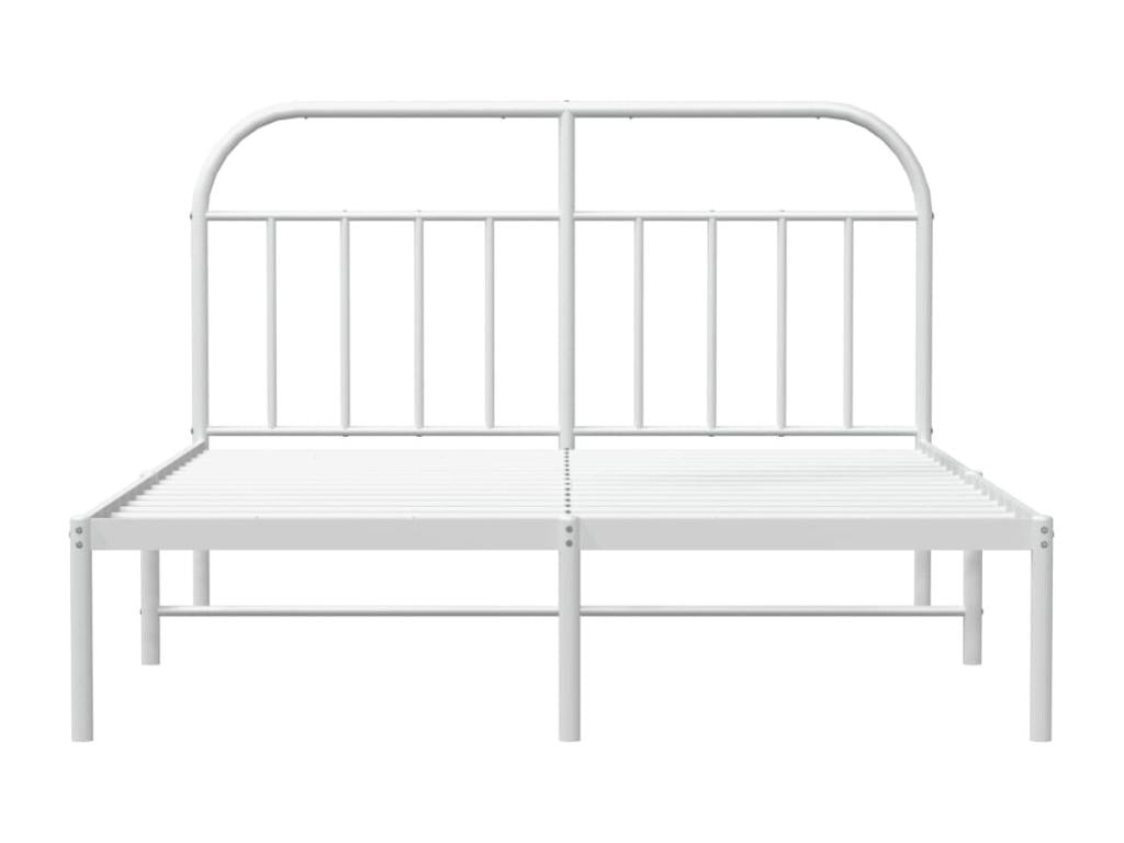 Metal bed frame without mattress and white headboard 180x200 cm