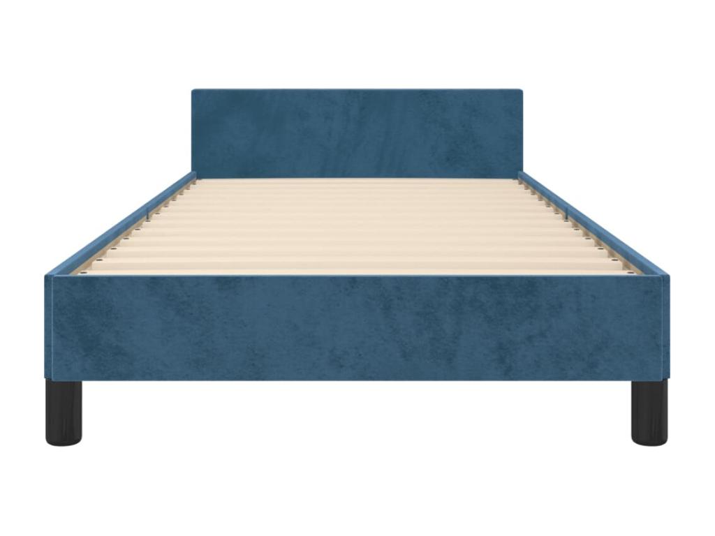 Bed frame with headboard, dark blue, 80x200 cm, velvet