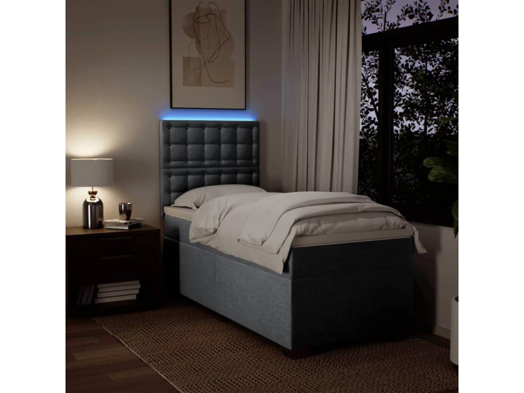 Meublori bed base with light grey mattress 100x200cm fabric