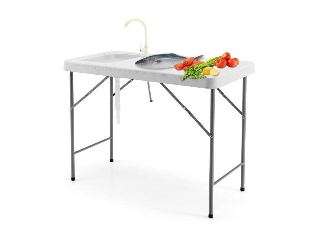 Fishing Table with Sinks, Portable Folding Fish Cleaning Table, Steel / Laviecasa for Garden, Laviecasa Picnic TGWN64614