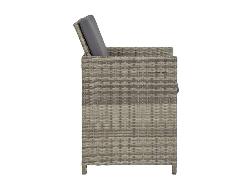 2-piece garden chairs with cushions, grey wicker resin