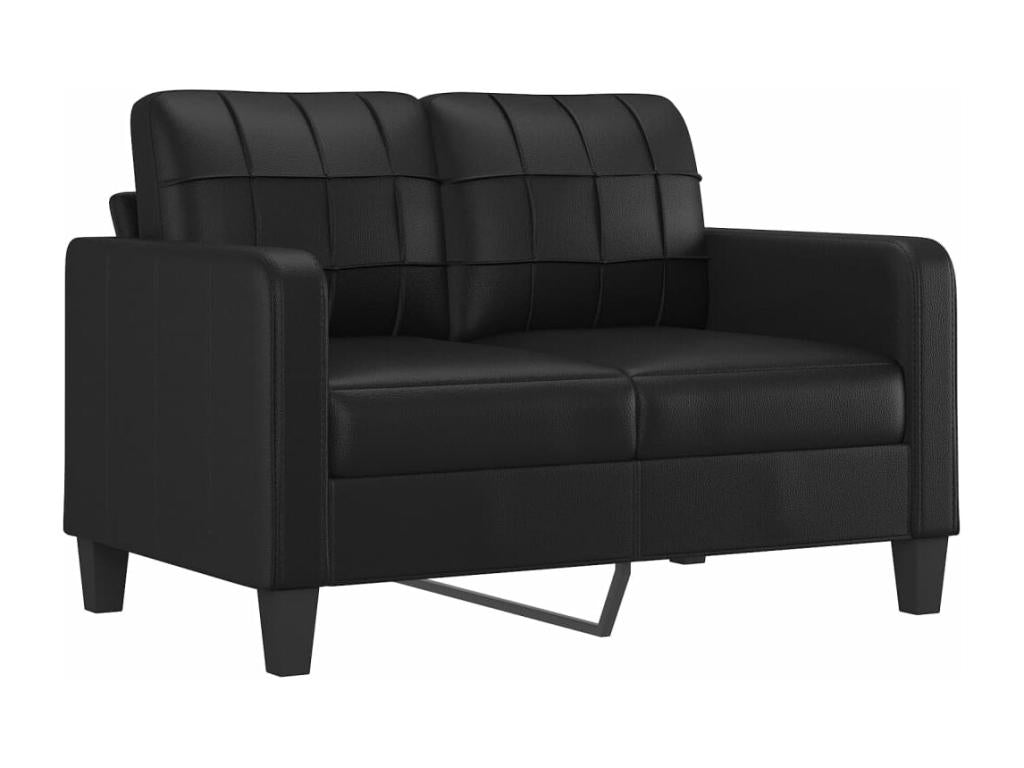 2-piece sofa set with cushions, black faux leather, MIXH42887