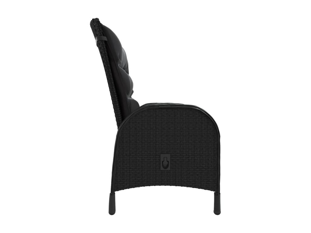 Meublori 5-Piece Garden Furniture Set, Black Wicker Resin