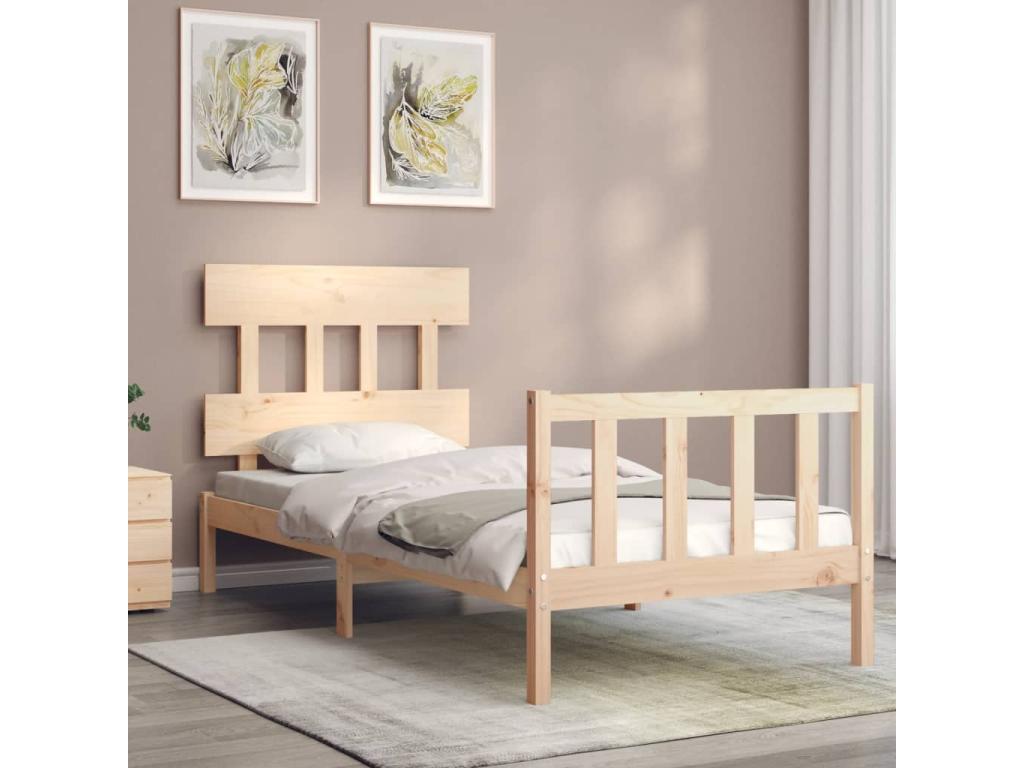 Bed frame without mattress 90x200 cm solid pine wood XNPZ88208