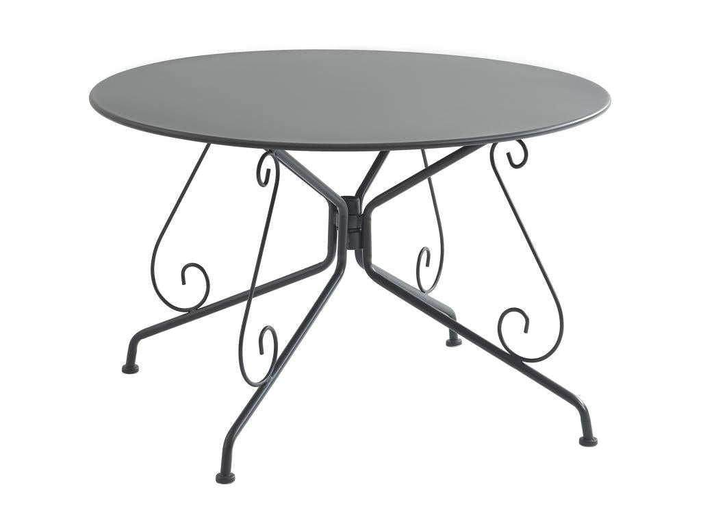 Garden table, 120 cm diameter, in wrought iron style metal - Anthracite - Laviecasa BPMI65903