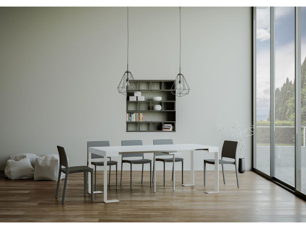 Extendable Console Table 90x40/196 cm Tecno Small White Ash White Frame KOUV93357