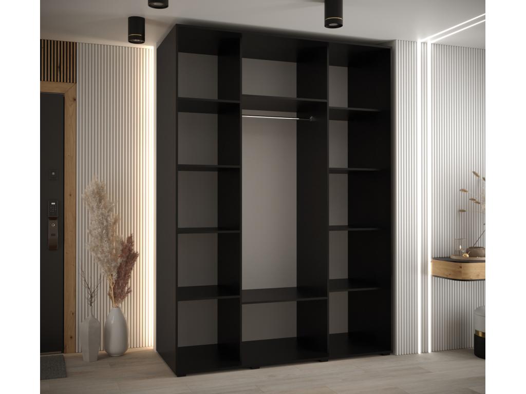Laviecasa 6-Door Sliding Wardrobe 235.2/180/60 3 Doors Black/Black/Gold WIXY45111