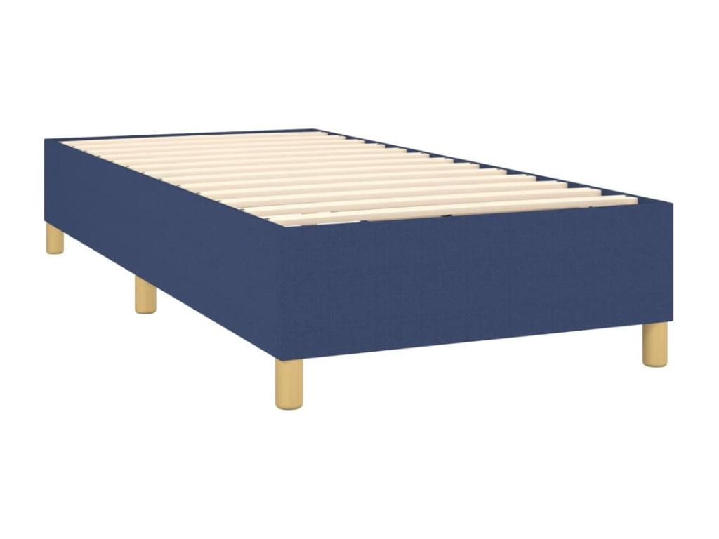 Upholstered bed base with mattress, blue, 90x200 cm, fabric