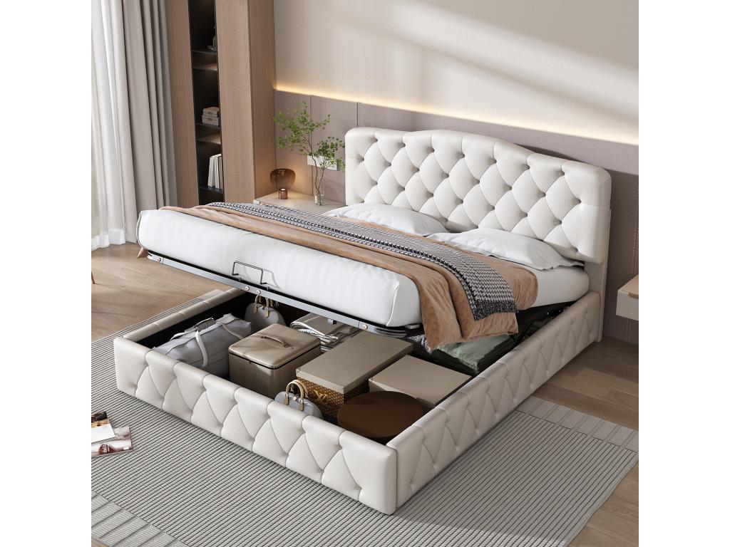 Storage bed - 140x200cm - white - Meublori