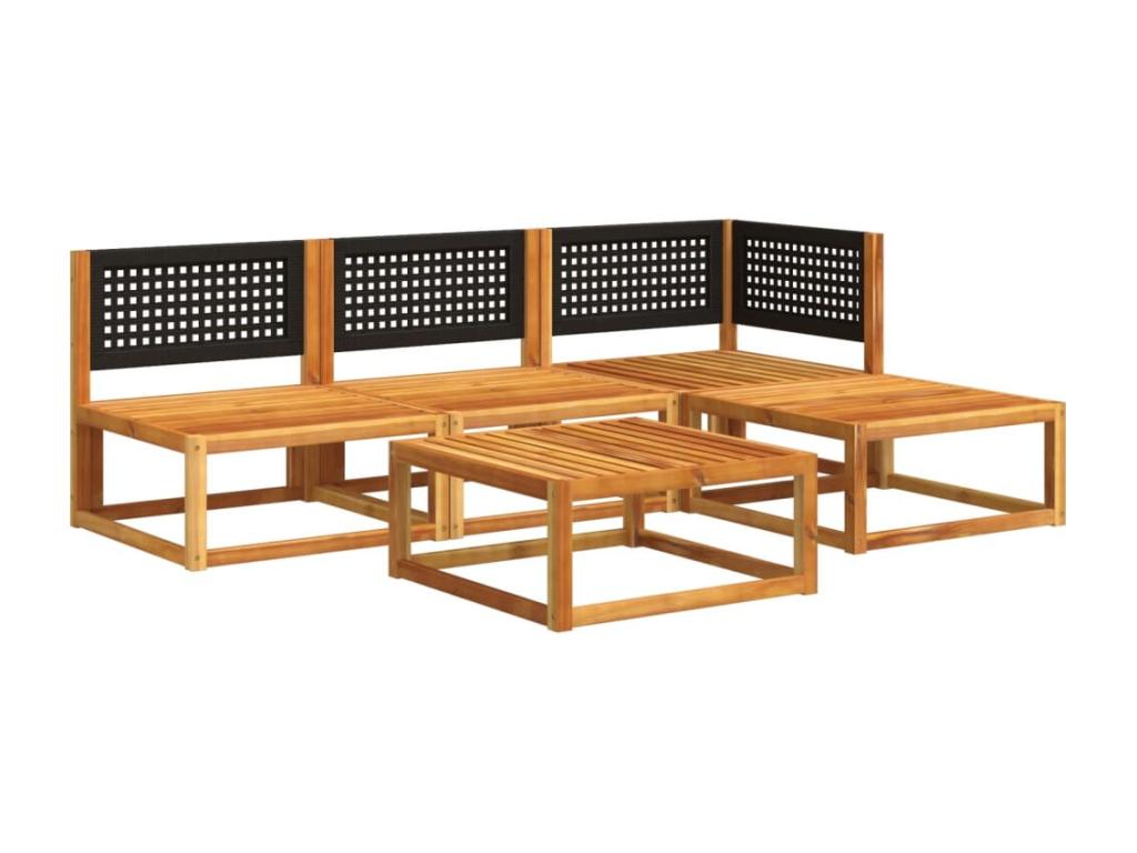 5-piece garden furniture set with cushions, solid Meubiana wood