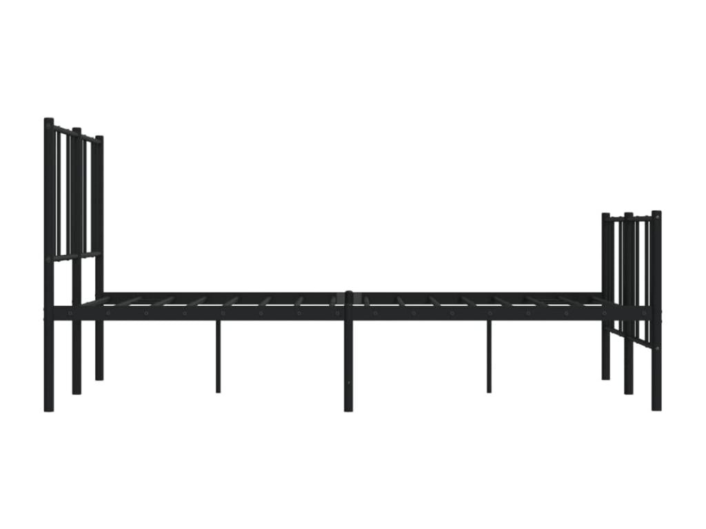 Metal bed frame with headboard/footboard, black, 150x200 cm