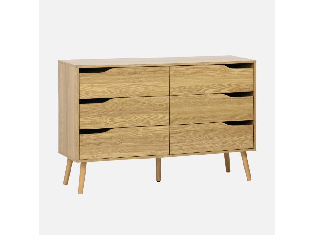 Chest of drawers with ash effect - 6 drawers - solid pine legs XXMR61257