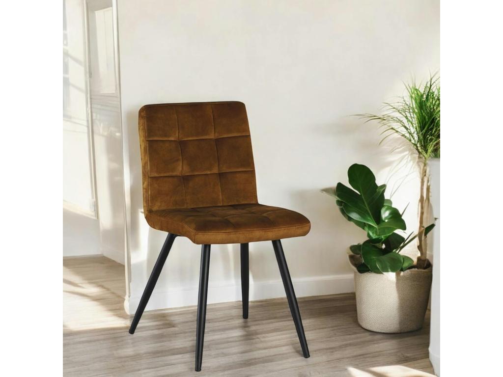 Laviecasa Mustard Upholstered Velvet Chair, Set of 2 FOBO16302