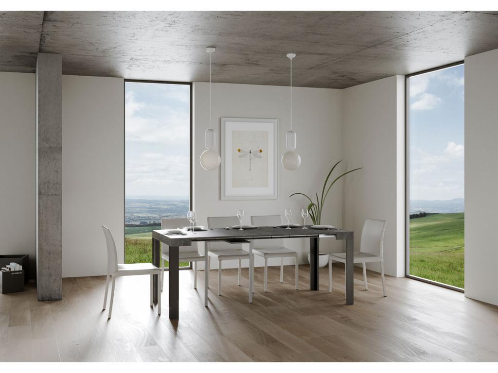 Extendable console table 90x40/300 cm Laviecasa Concrete Grey Anthracite frame KXJO44441