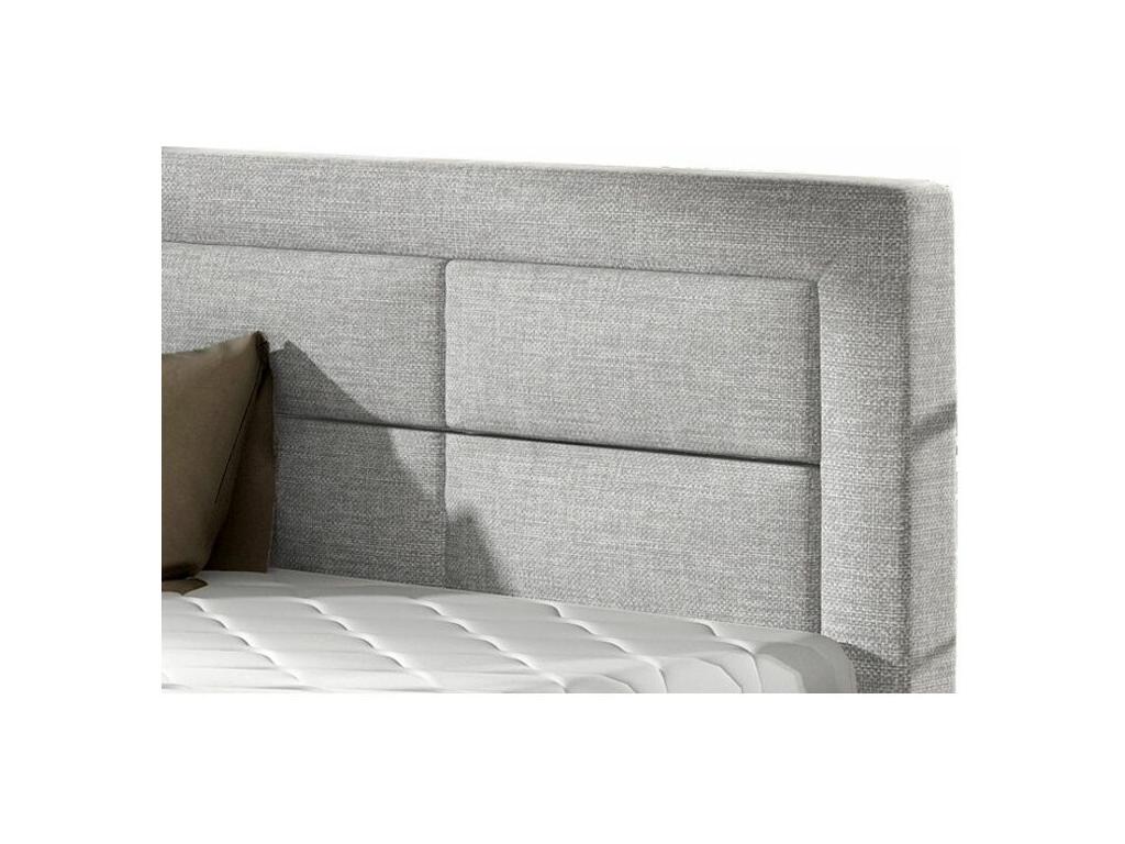 Modern upholstered fabric bed by Meublori - Light Grey - 200x200 - Storage compartment version