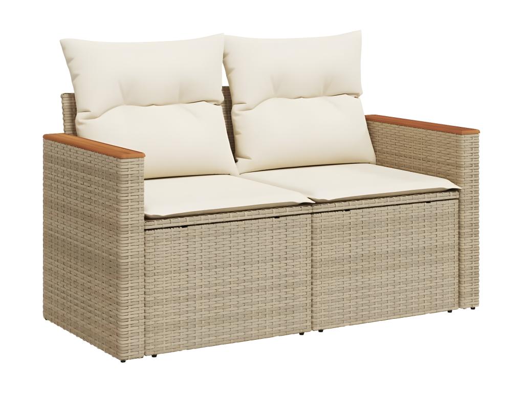 Garden furniture set with cushions, 10 pieces, beige woven resin, VBTI94333