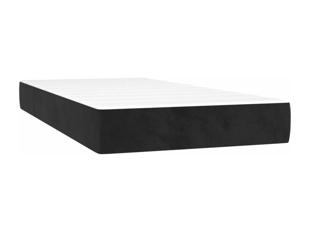 Meublori bed base with mattress and LED, black, 200x200 cm, velvet
