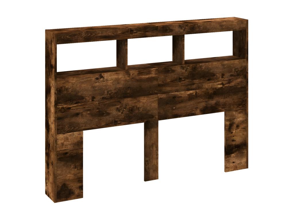 Smoked oak headboard wardrobe with LED lighting, 140x17x102 cm IVPZ89044