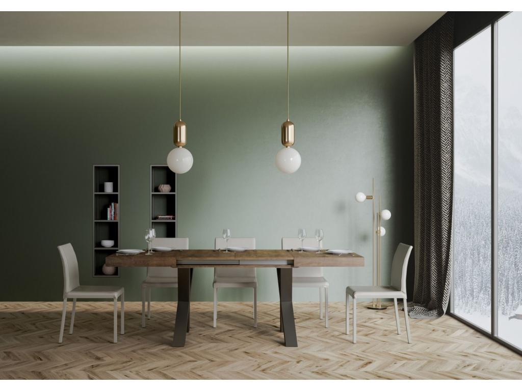 Extendable table 90x120/224 cm Laviecasa Walnut with Anthracite frame SQYL83780