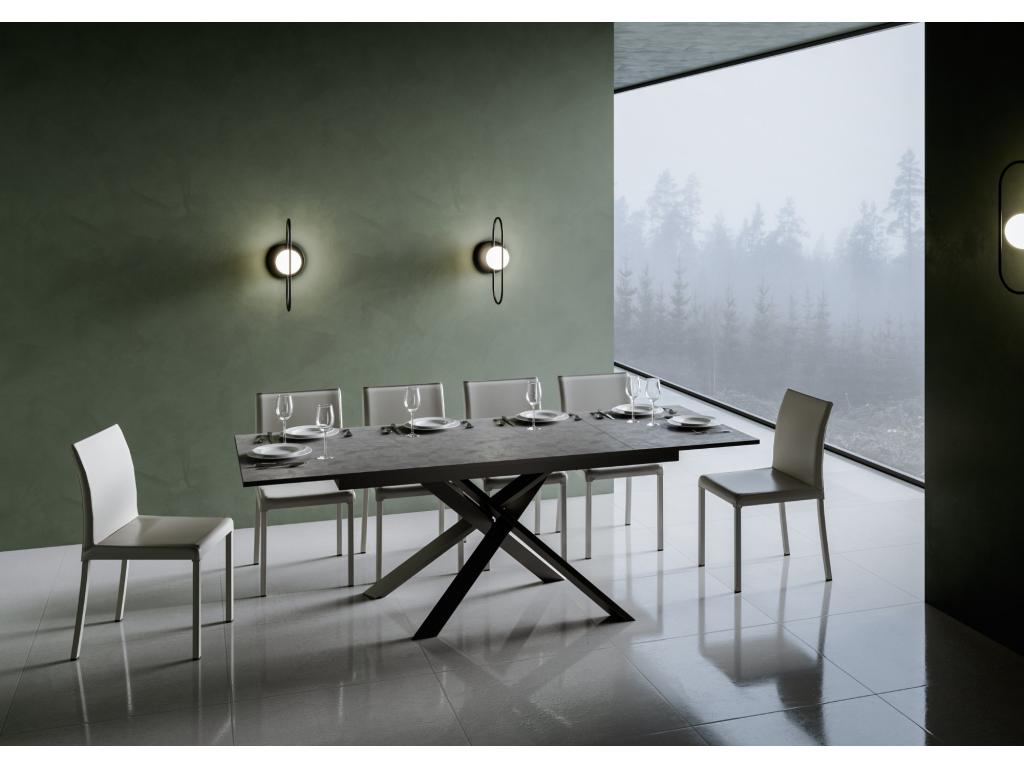 Ganty Anthracite Extendable Table 90x160/220 cm, Spatula Finish, Anthracite Edge Band, Anthracite Frame