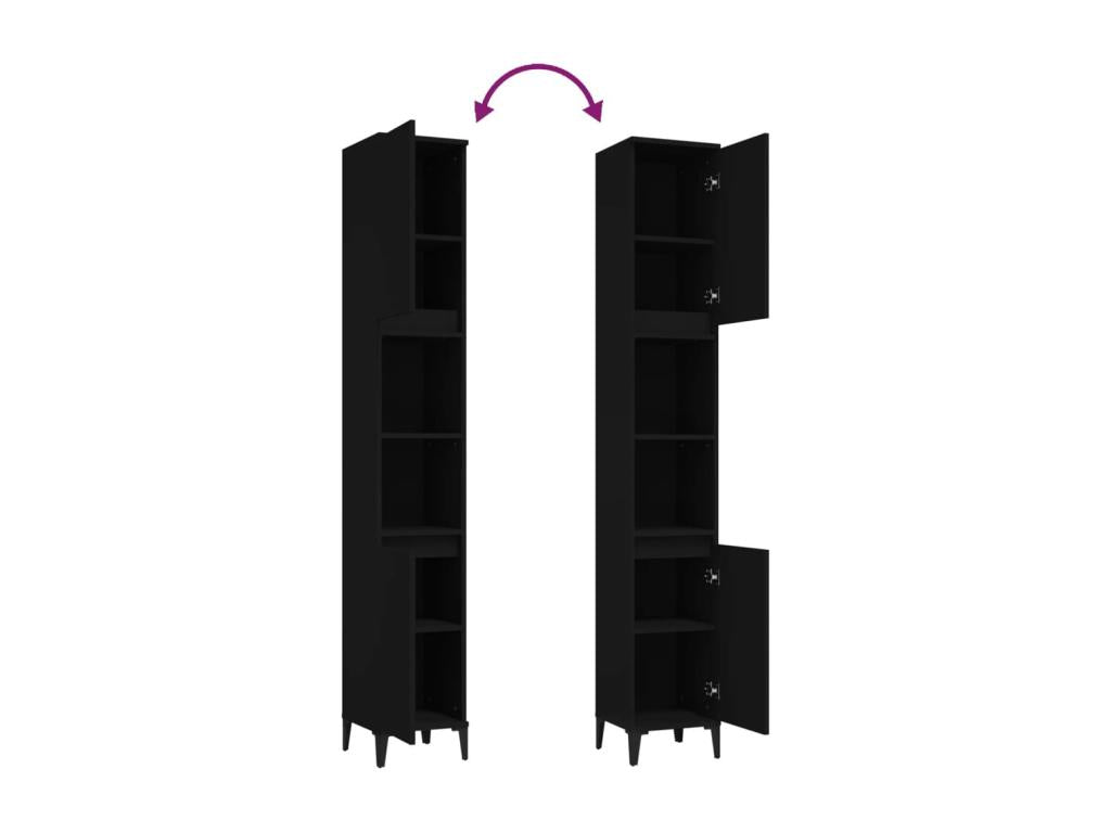 Black bathroom cabinet 30x30x190 engineered wood