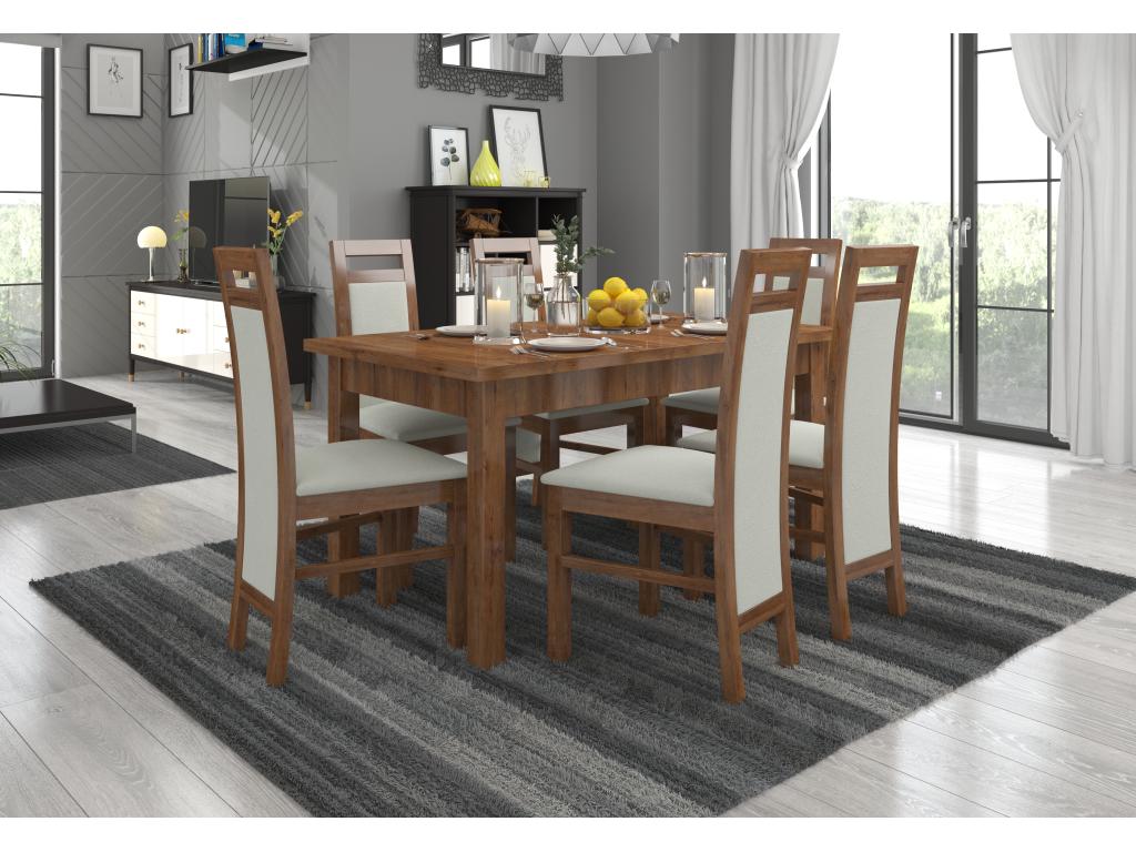 Brown wood and fabric chair, Meublori-Tissu 27124