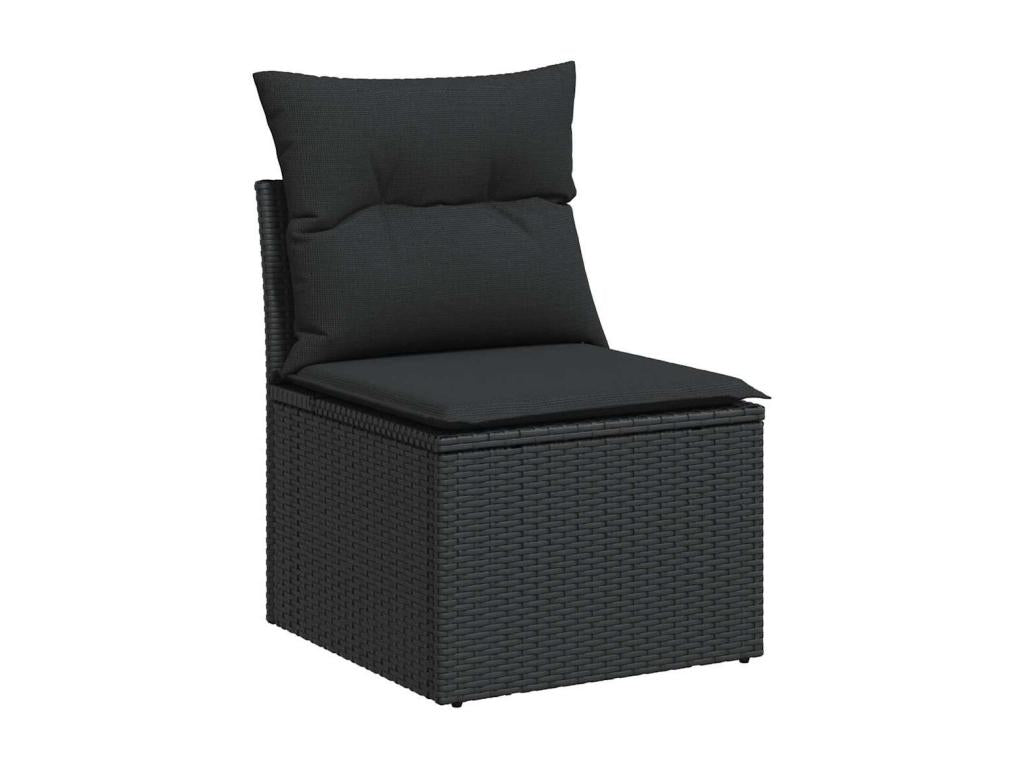 5-piece garden furniture set with cushions, black woven resin XGRZ57406