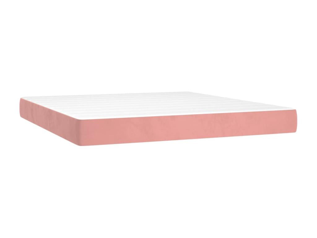 Upholstered bed base with mattress, Pink, 180x200 cm, Velvet, PYOW37058