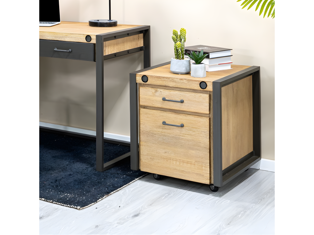 Meublori wooden chest of drawers - 4 drawers - black metal legs - industrial style - W91