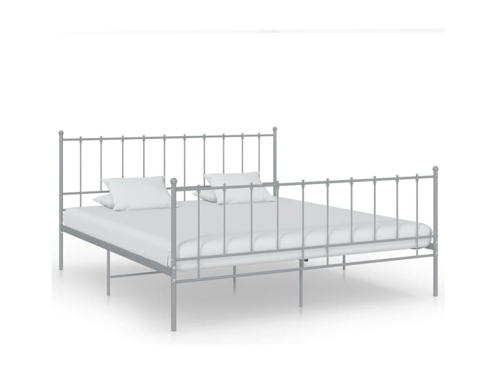 Bed frame without mattress, grey metal, 200x200 cm