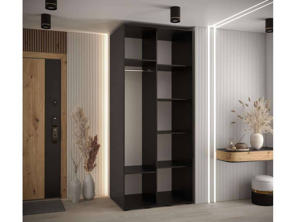 Meublori 1 Sliding Door Wardrobe 235.2/100/60 2 Doors Black/Black