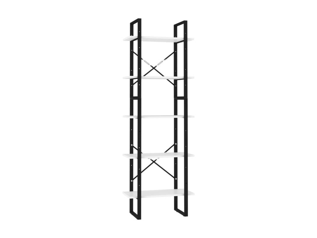 5-Tier Bookshelf, White, 60x30x175 cm, Engineered Wood