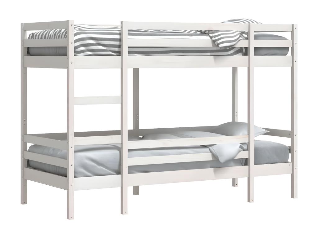 White Bunk Bed 90x190 cm Solid Pine Wood TDRB92853
