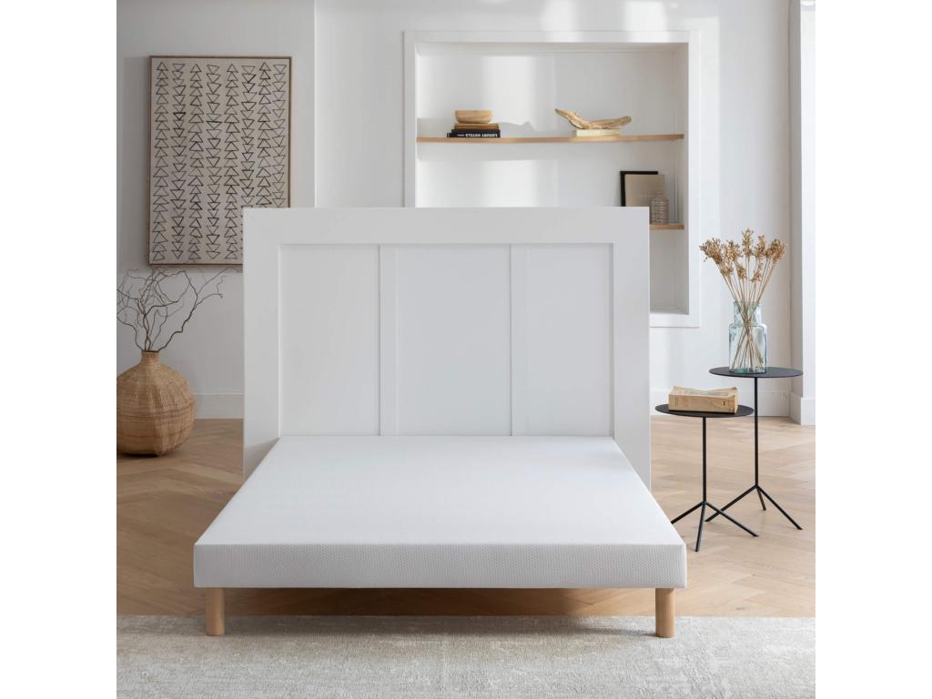 White upholstered bed base 13 cm Moon - Meublori 80x200