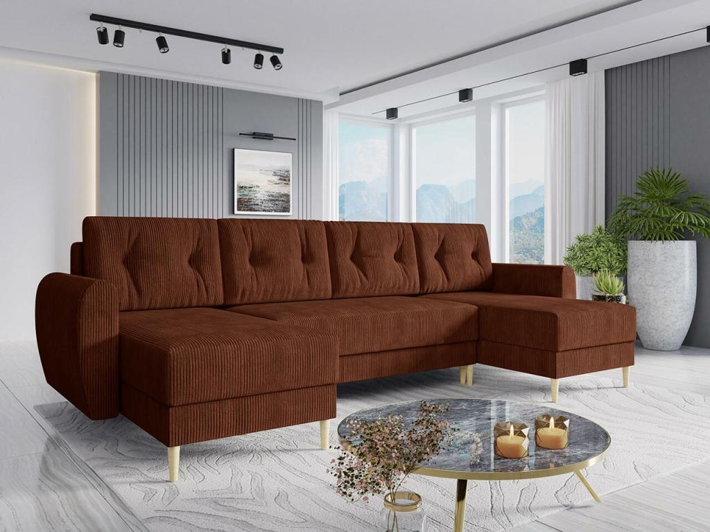 Laviecasa 140 Brown Corner Sofa with Sleeping Function and Bedding Box, 307x139x95cm OHLG58962
