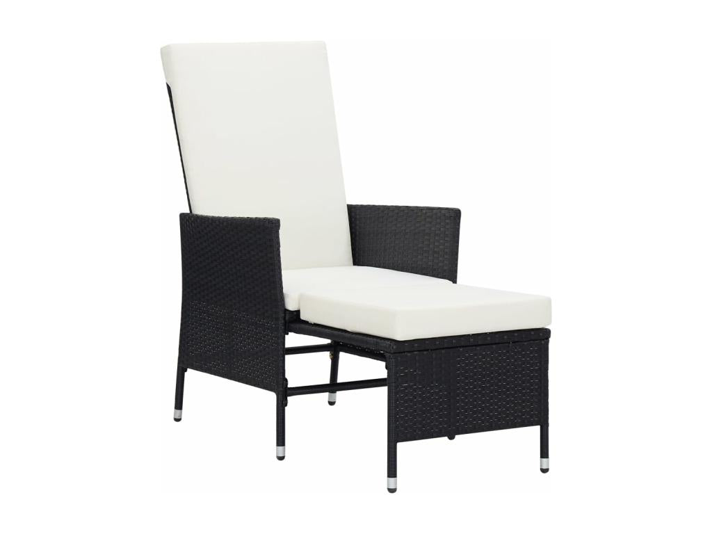 2-piece garden furniture set with cushions, black woven resin