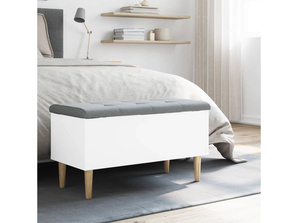 White storage bench 82x42x46 cm engineered wood