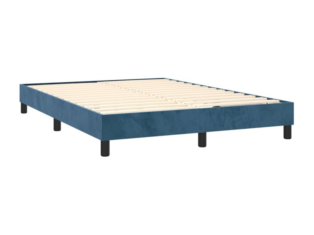Upholstered bed base and mattress, Dark Blue, 140x190cm, Velvet, XWGW82529