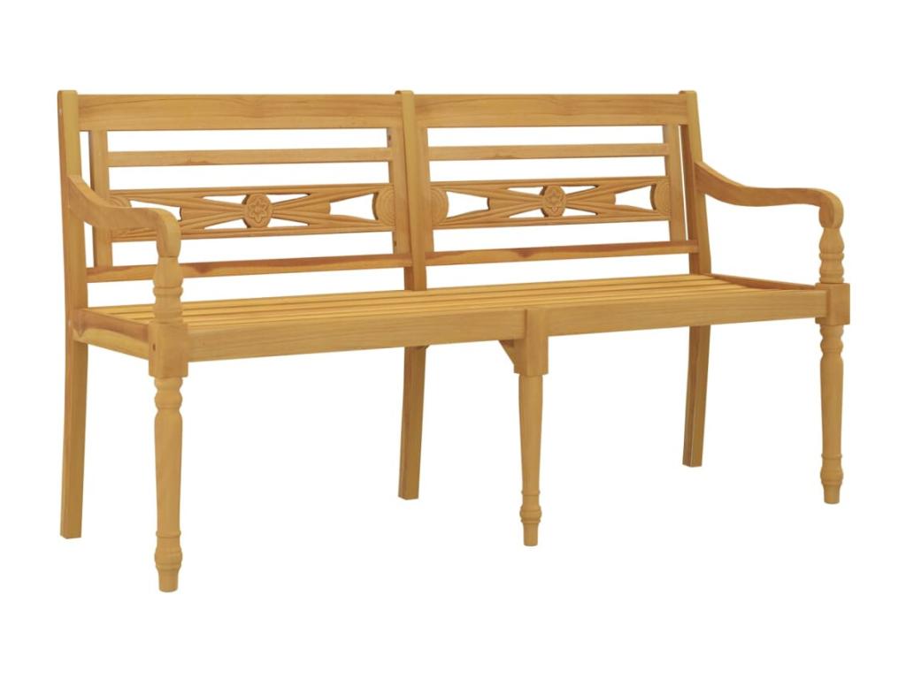 Laviecasa bench with bright green cushion, 150 cm, solid teak wood, UABZ88572