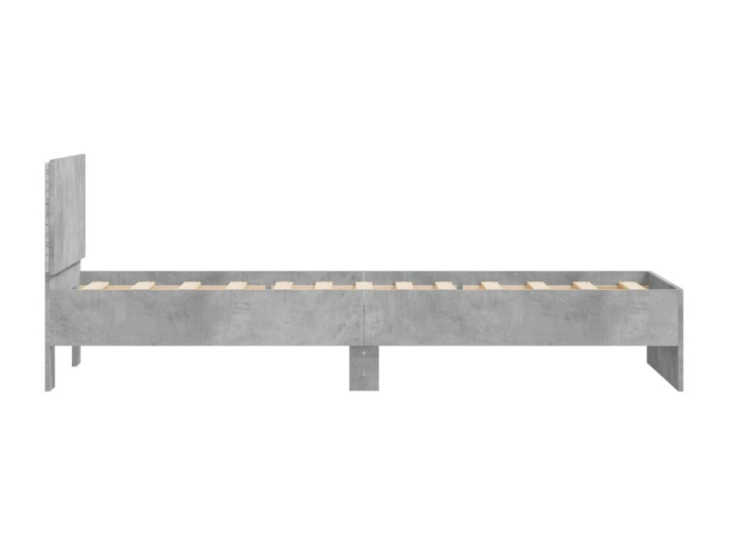 Bed frame, headboard and Laviecasaères LED, concrete grey, 90x190 cm WEOD17806