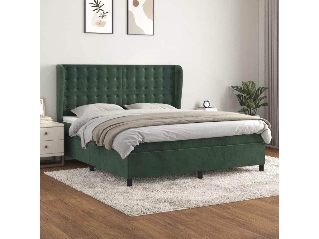 Laviecasa bed base and mattress, Dark Green 160x200cm Velvet WXDF51104