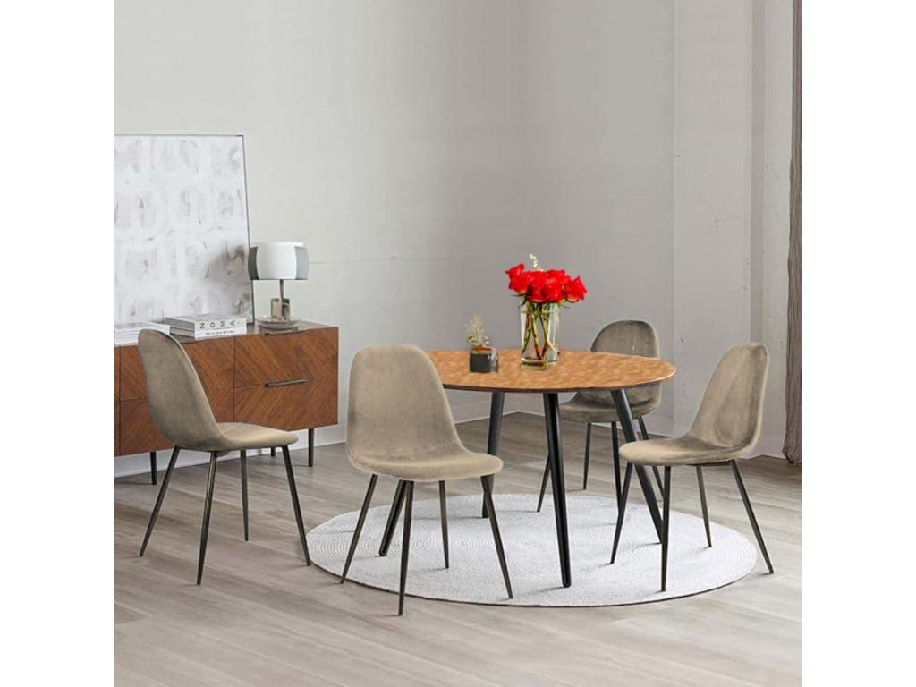 Set of 4 Laviecasa chairs, velvet-covered armchair, upholstered dining chair, Laviecasa seat, 45x56h87 cm, Sand, YEEP16567