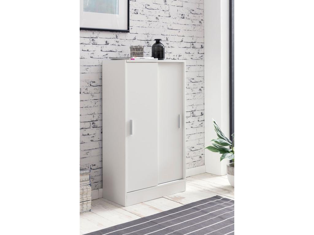 Chest of drawers with 2 doors, 60x107.5x28.5 cm, White, Sideboard/Cabinet