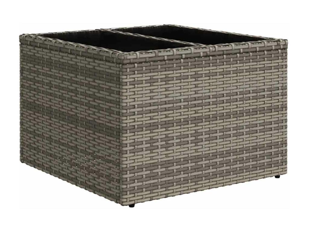 Garden furniture set with cushions, 7 pieces, grey woven resin