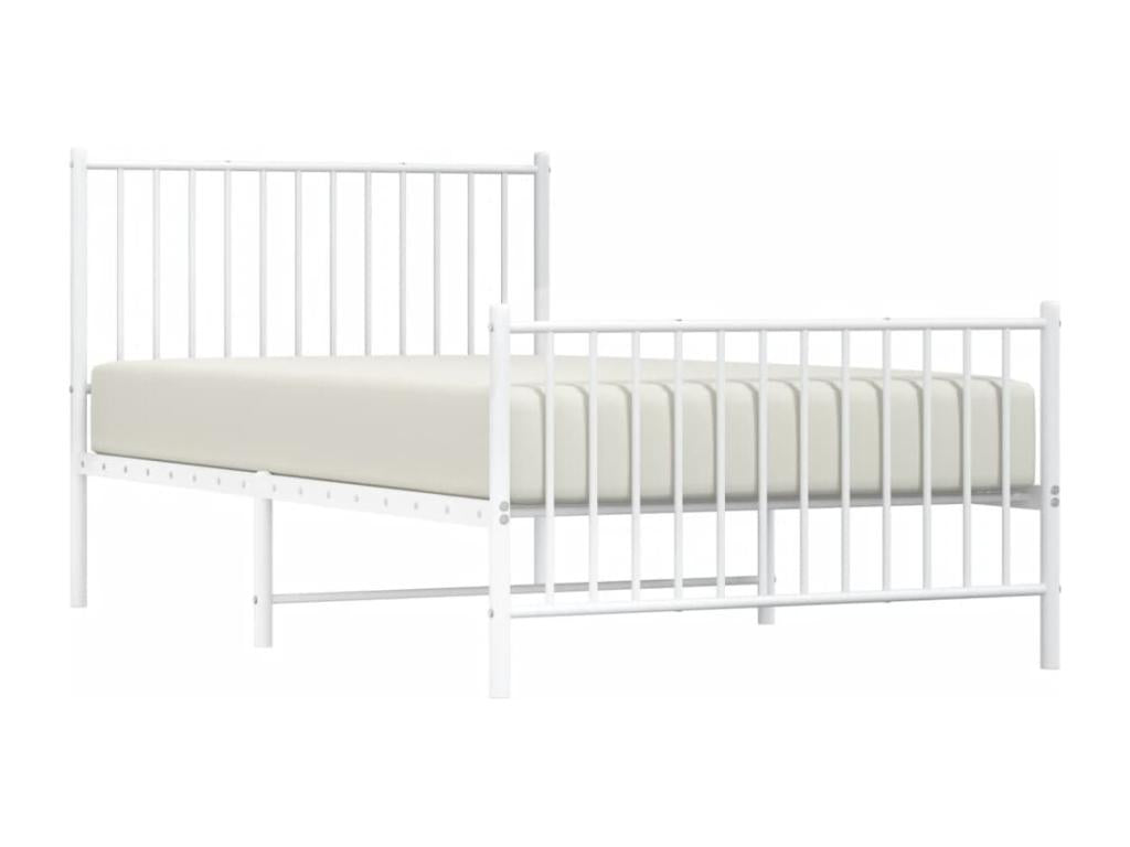 Metal bed frame with headboard and footboard, white, 100x190 cm, GAFO67303