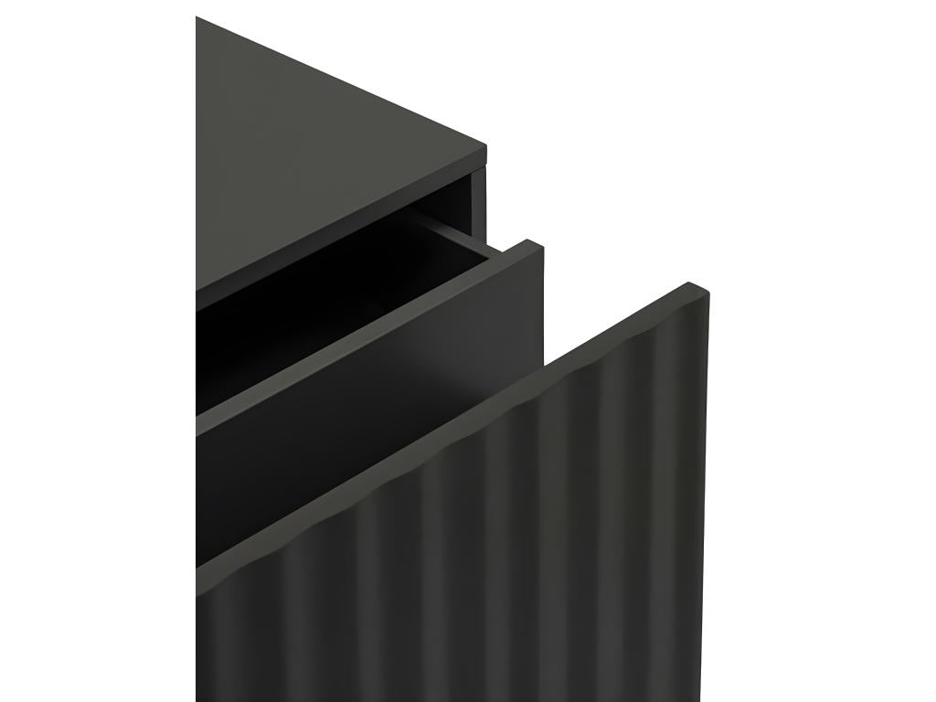 Laviecasa - Bedside table with 1 door and 2 drawers in wood, color - Black XVPK28312