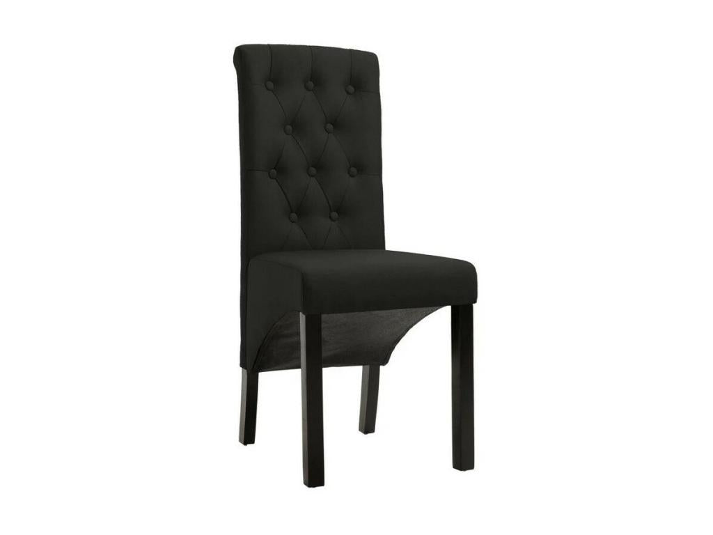 Meublori black fabric upholstered chair with black wooden legs - Set of 4
