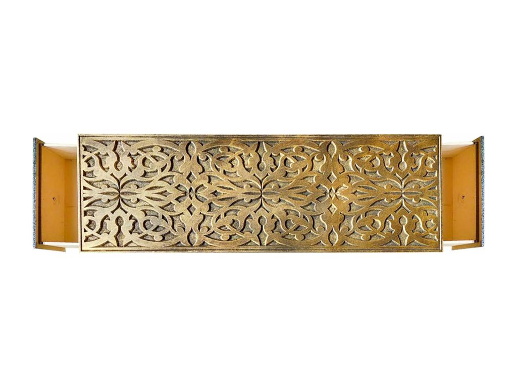 Laviecasa Bronze and Fabric Bed End BERG43565