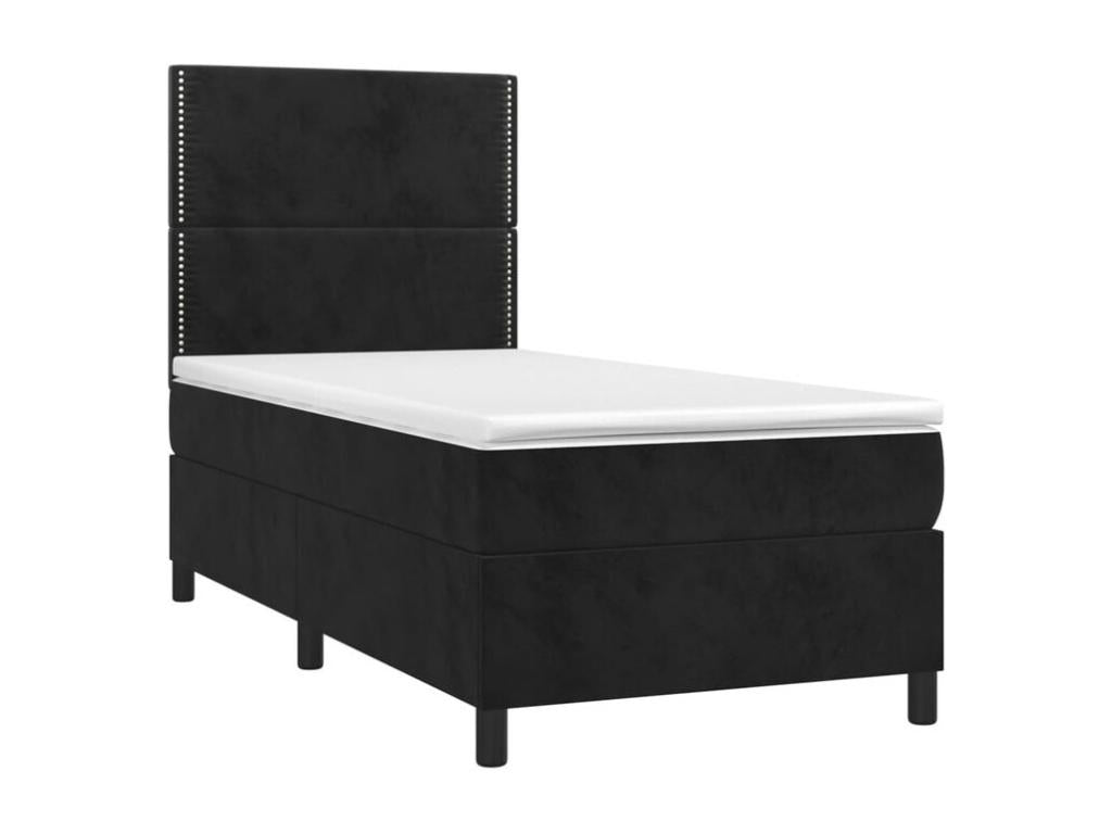 Meublori bed base with black velvet mattress 100x200